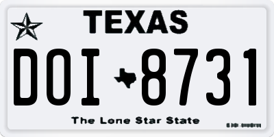 TX license plate DOI8731