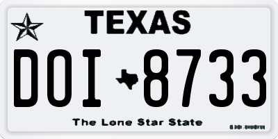 TX license plate DOI8733