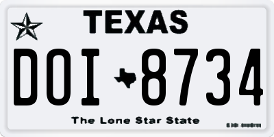 TX license plate DOI8734