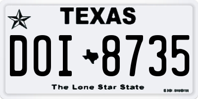 TX license plate DOI8735