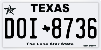 TX license plate DOI8736