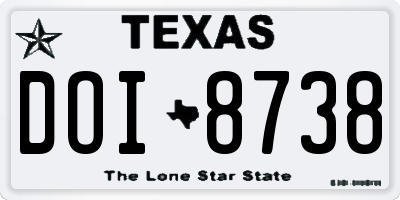 TX license plate DOI8738
