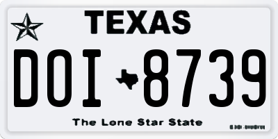 TX license plate DOI8739