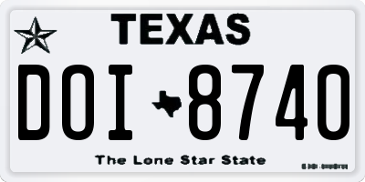 TX license plate DOI8740