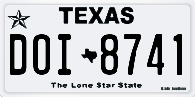TX license plate DOI8741