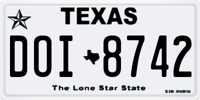 TX license plate DOI8742