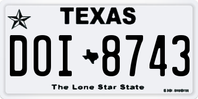 TX license plate DOI8743