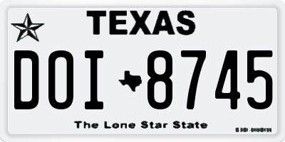 TX license plate DOI8745