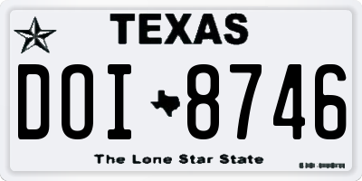 TX license plate DOI8746