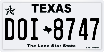 TX license plate DOI8747