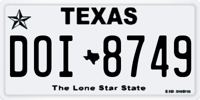 TX license plate DOI8749