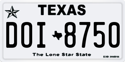 TX license plate DOI8750