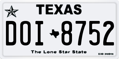 TX license plate DOI8752