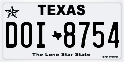 TX license plate DOI8754