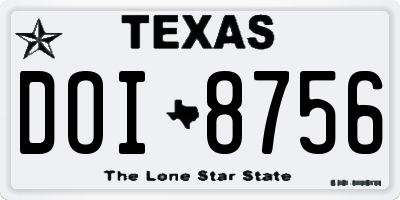 TX license plate DOI8756