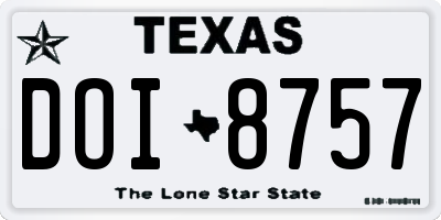 TX license plate DOI8757