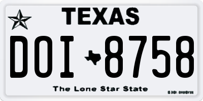 TX license plate DOI8758