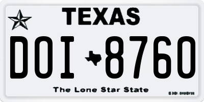 TX license plate DOI8760