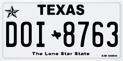 TX license plate DOI8763