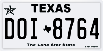 TX license plate DOI8764