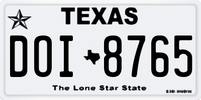 TX license plate DOI8765