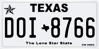 TX license plate DOI8766