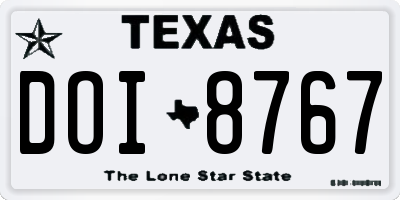 TX license plate DOI8767
