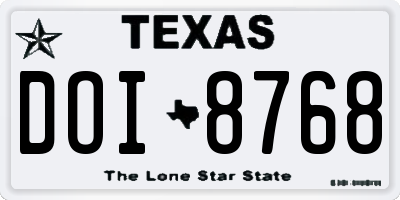 TX license plate DOI8768