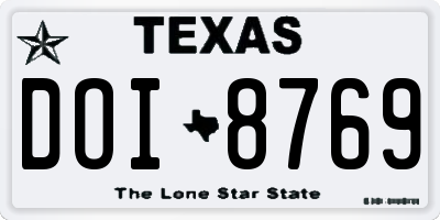 TX license plate DOI8769