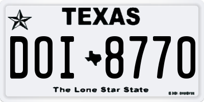 TX license plate DOI8770