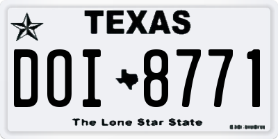 TX license plate DOI8771