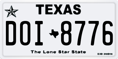TX license plate DOI8776