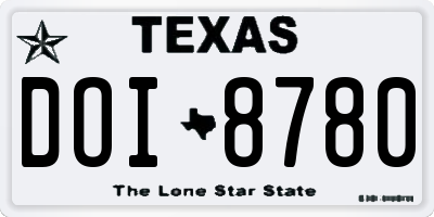 TX license plate DOI8780