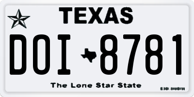 TX license plate DOI8781