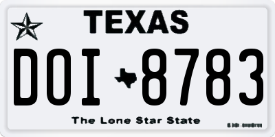 TX license plate DOI8783