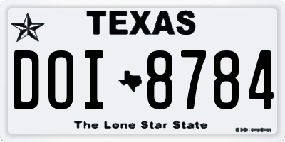TX license plate DOI8784