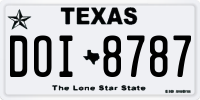 TX license plate DOI8787