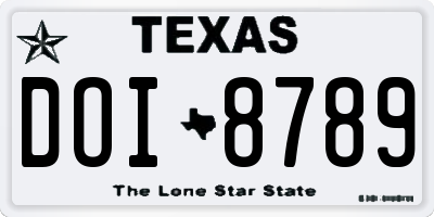 TX license plate DOI8789