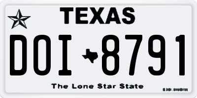 TX license plate DOI8791
