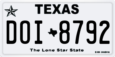 TX license plate DOI8792