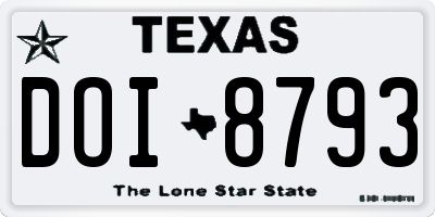 TX license plate DOI8793