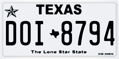 TX license plate DOI8794