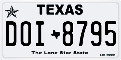 TX license plate DOI8795
