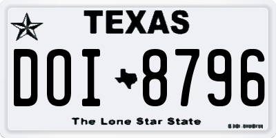 TX license plate DOI8796