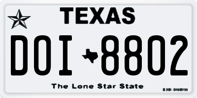 TX license plate DOI8802