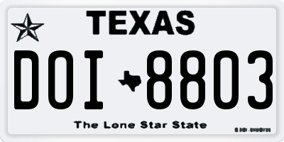 TX license plate DOI8803