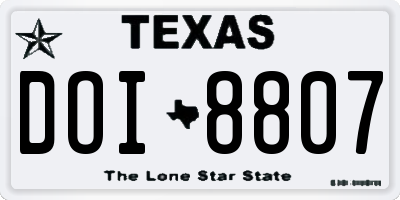 TX license plate DOI8807
