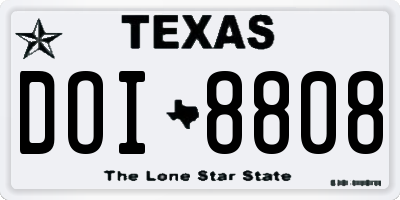 TX license plate DOI8808