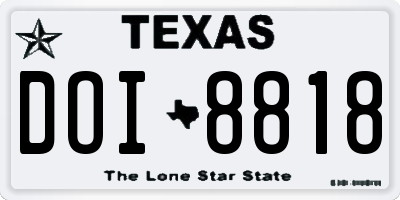 TX license plate DOI8818
