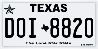 TX license plate DOI8820